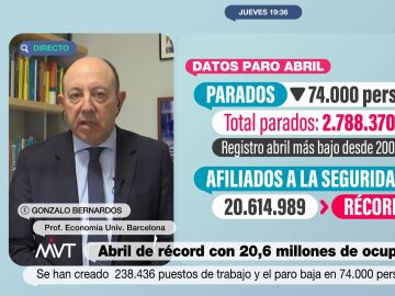 Gonzalo Bernardos, sobre los datos del empleo