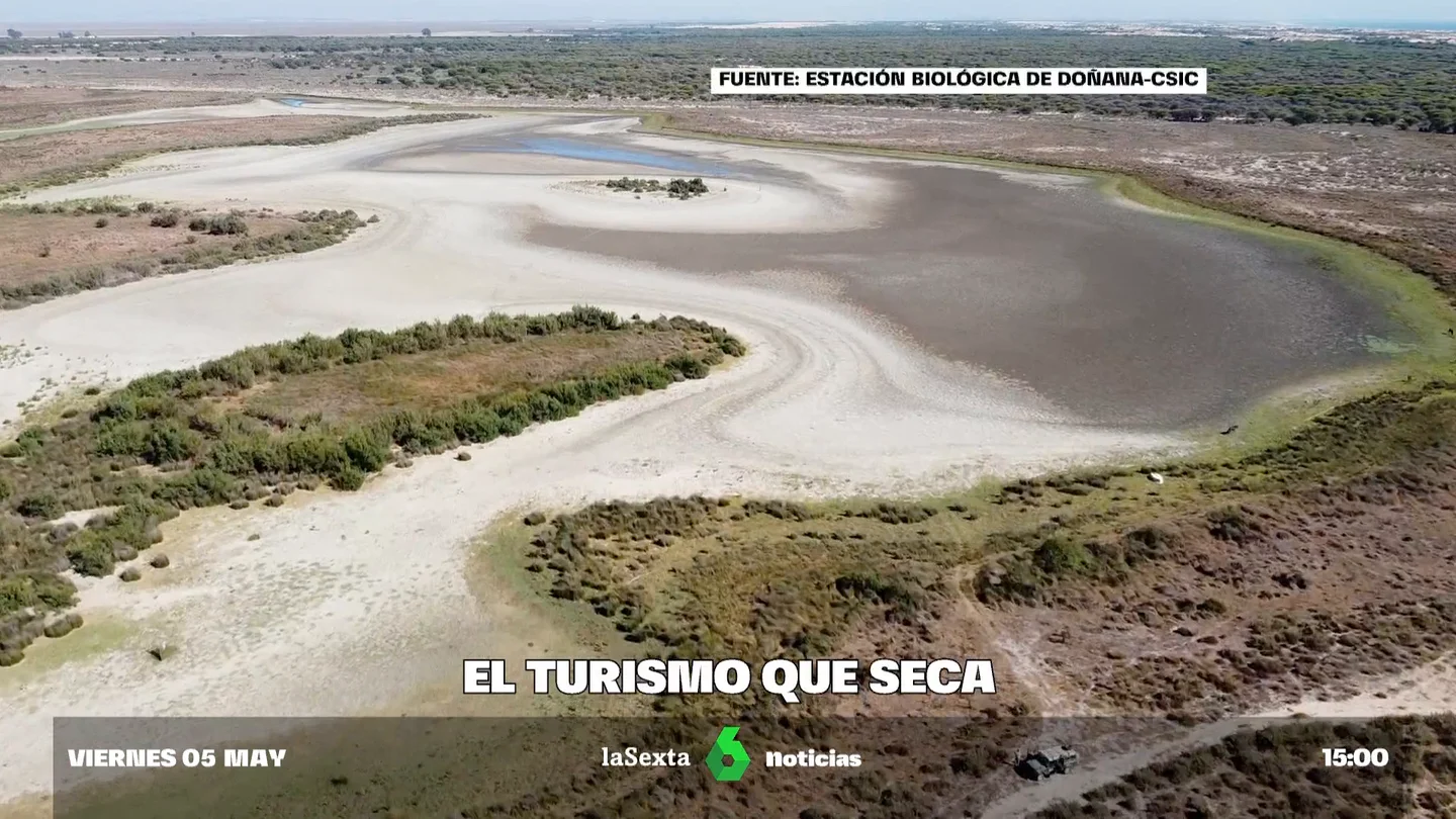 Matalascañas, o cómo la llegada masiva de turistas también afecta a la sequía de Doñana "La cuantía de agua de Matalascañas para consumo humano no es muy grande, el problema es que la extracción se produce toda junta y durante un momento concreto del año, cuando más calor hay", explica un experto a laSexta Columna.