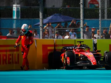 Charles Leclerc, tras su accidente en la clasificación en Miami.
