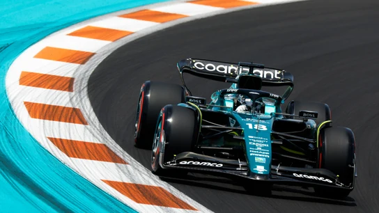 Lance Stroll, en la clasificación de Miami. Lance Stroll, en la clasificación de Miami.