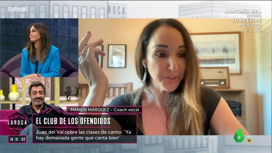 Mamen Márquez, a Juan del Val tras criticar a la gente que da clases de canto: "Hay un cantante frustrado dentro de ti" Mamen Márquez, a Juan del Val tras criticar a la gente que da clases de canto: "Hay un cantante frustrado dentro de ti"