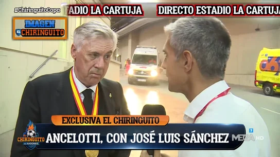 Las palabras de Carlo Ancelotti a José Luis Sánchez en exclusiva para 'El Chiringuito': "Hemos cerrado el círculo" Las palabras de Carlo Ancelotti a José Luis Sánchez en exclusiva para 'El Chiringuito': "Hemos cerrado el círculo"