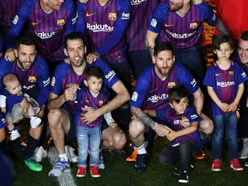 Jordi Alba, Sergio Busquets y Leo Messi