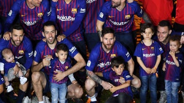 Jordi Alba, Sergio Busquets y Leo Messi