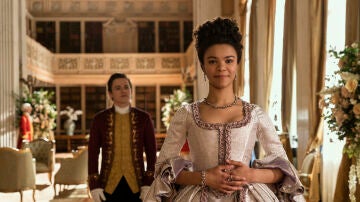   India Amarteifio as the young Queen Charlotte in 'Queen Charlotte: A Story of the Bridgertons'.