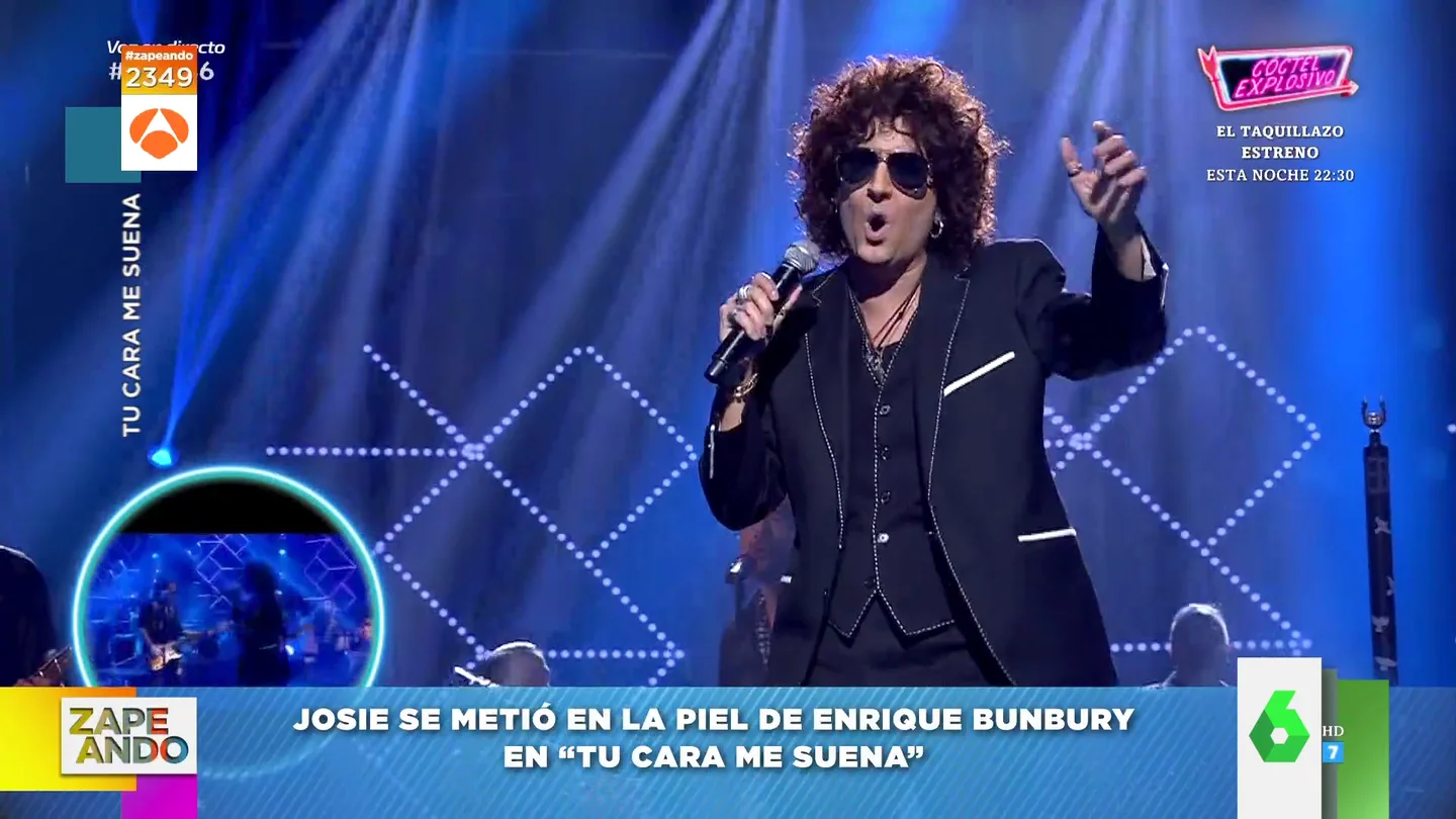 Los zapeadores alucinan con la imitación de Josie en 'TCMS': "Le sale el jotero que tiene Enrique Bunbury dentro" Los zapeadores alucinan con la imitación de Josie en 'TCMS': "Le sale el jotero que tiene Enrique Bunbury dentro"