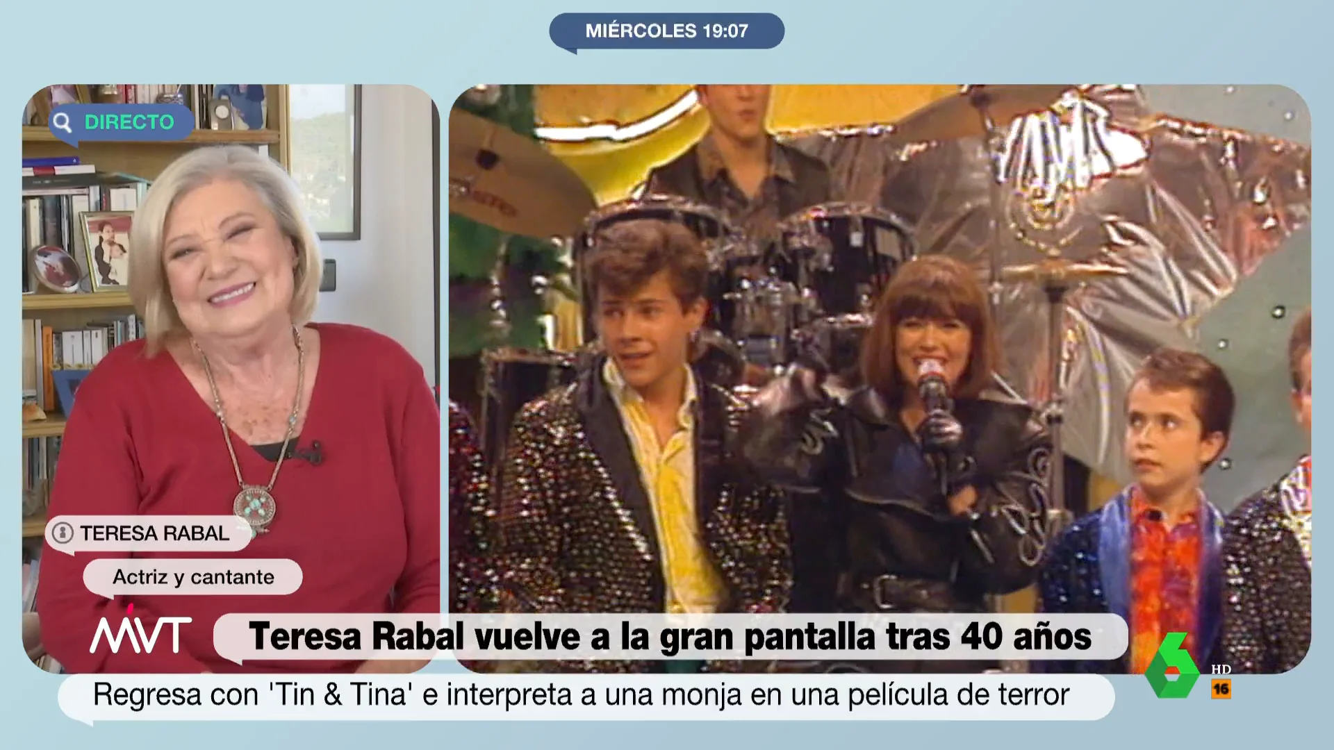 "No me voy a cansar nunca de cantar el 'Veo, Veo', es la joya de la corona", comenta Teresa Rabal en esta entrevista para Más Vale Tarde donde recuerda sus míticas canciones infantiles y expresa su emoción por volver al cine después de 40 años.