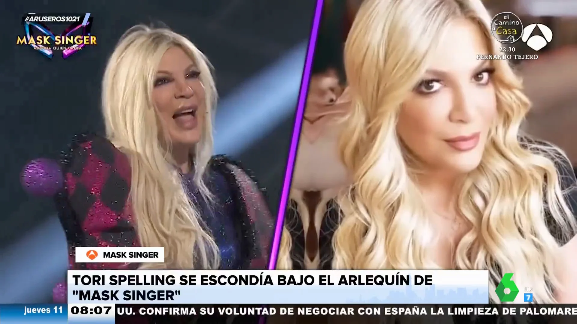 Tori Spelling y Arantxa Sánchez-Vicario, desenmascaradas en Mask Singer: así reaccionó el jurado al descubrirlas