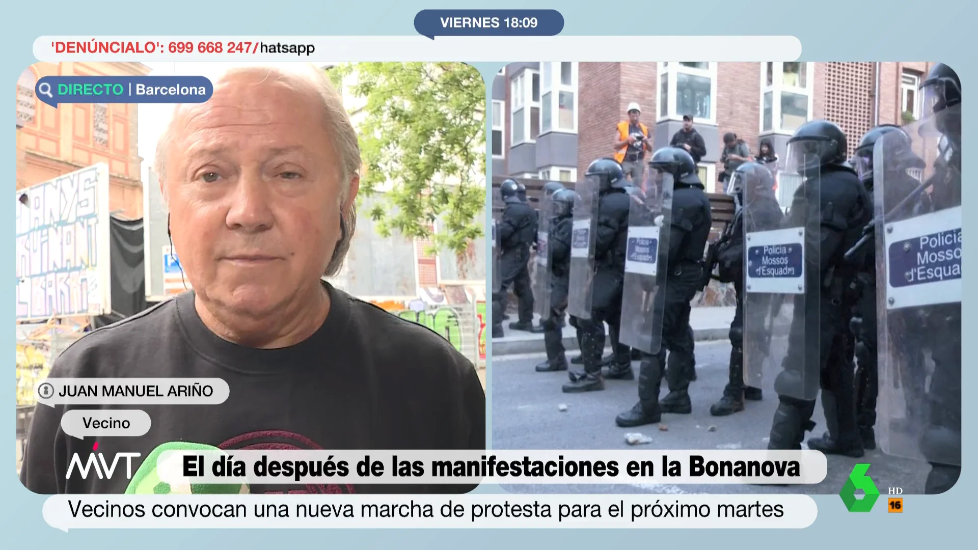 Un vecino de Bonanova reconoce que convivían con los okupas hasta que trataron de desalojarlos: "Es posible que se hayan sentido provocados"