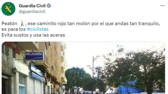 El polémico aviso de la Guardia Civil que se ha vuelto viral (y sí, tiene que ver con los ciclistas) El polémico aviso de la Guardia Civil que se ha vuelto viral (y sí, tiene que ver con los ciclistas)