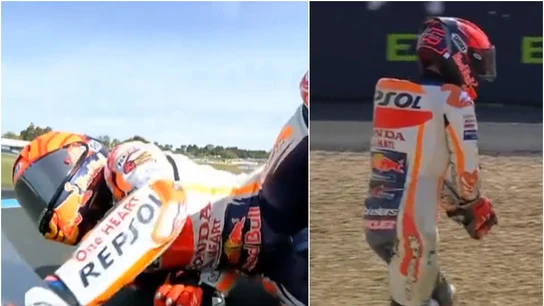 El gesto de Marc Márquez tras caerse en su regreso a MotoGP en Le Mans El gesto de Marc Márquez tras caerse en su regreso a MotoGP en Le Mans