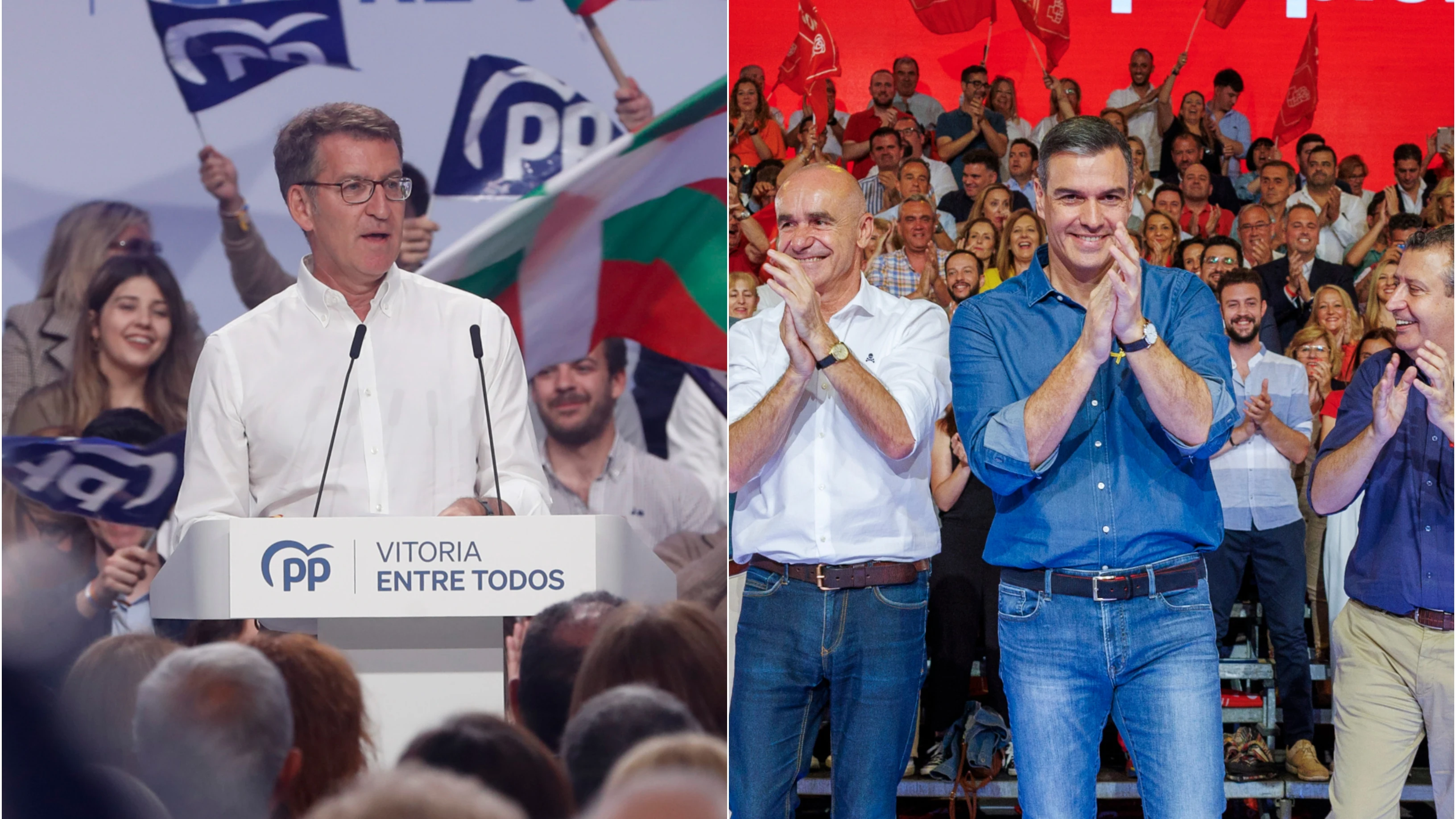 Feijóo y Sánchez en la campaña del 28M