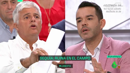 El tenso debate entre Camarero y un agricultor sobre que se destine el agua para riego a energía hidráulica Un agricultor que se queja de que "el agua que va a kilovatio no va al canal de riego" y José María Camarero responde: "La producción hidráulica supone un 7% del total, está en mínimos históricos". Su tenso debate, en este vídeo de laSexta Xplica.