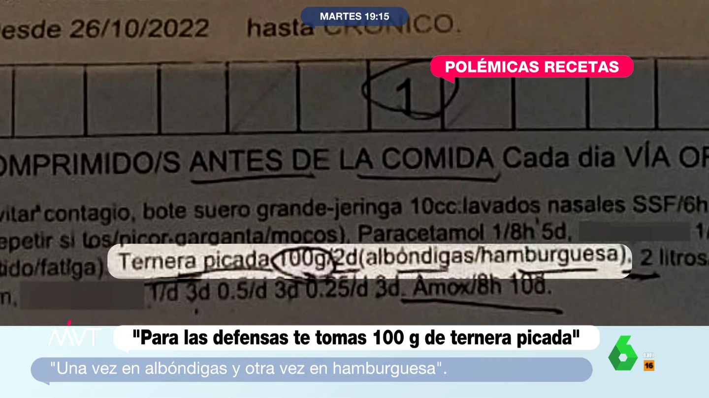 Las polémicas recetas de un médico de Navarra que indignan a sus pacientes: albóndigas y hamburguesas cada dos días Las polémicas recetas de un médico de Navarra que indignan a sus pacientes: albóndigas y hamburguesas cada dos días