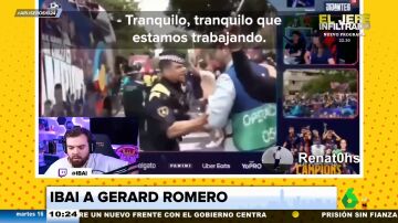 Así reacciona Ibai Llanos al ver en directo a Gerard Romero enfrentándose a un mosso en la Rúa del Barça