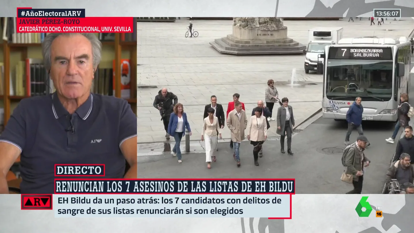 Javier Pérez Royo asegura que la renuncia de los candidatos de Bildu es "una barbaridad constitucional" Javier Pérez Royo asegura que la renuncia de los candidatos de Bildu es "una barbaridad constitucional"