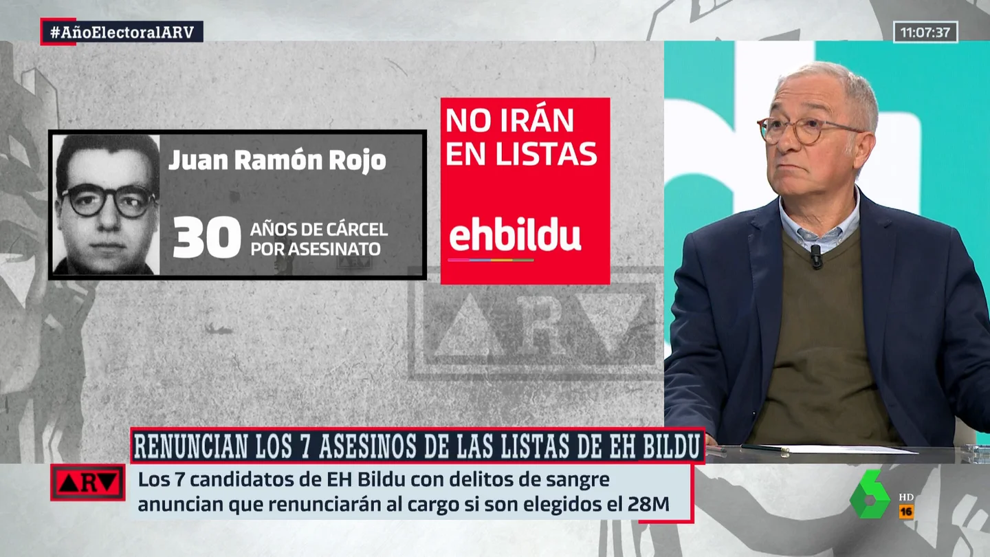 Sardá celebra la renuncia de los candidatos de Bildu que pertenecieron a ETA: "Es una buena noticia" Sardá celebra la renuncia de los candidatos de Bildu que pertenecieron a ETA: "Es una buena noticia"