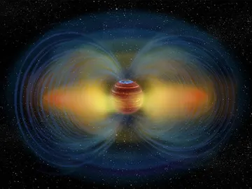 Impresión artística de una aurora y el cinturón de radiación circundante de la enana ultrafría LSR J1835+3259 Impresión artística de una aurora y el cinturón de radiación circundante de la enana ultrafría LSR J1835+3259