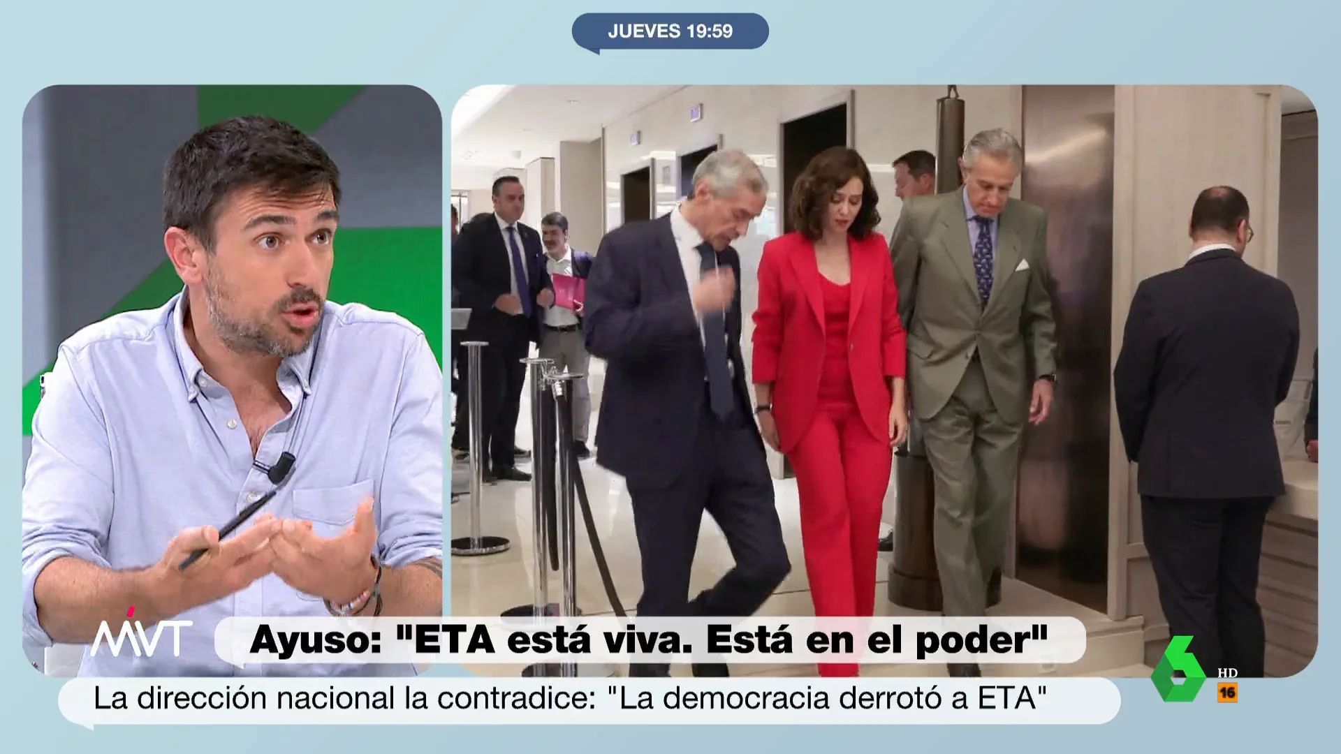 Ramón Espinar carga contra el "deleznable" discurso de Ayuso: "Desea que ETA siga viva para poder hablar así de la izquierda"