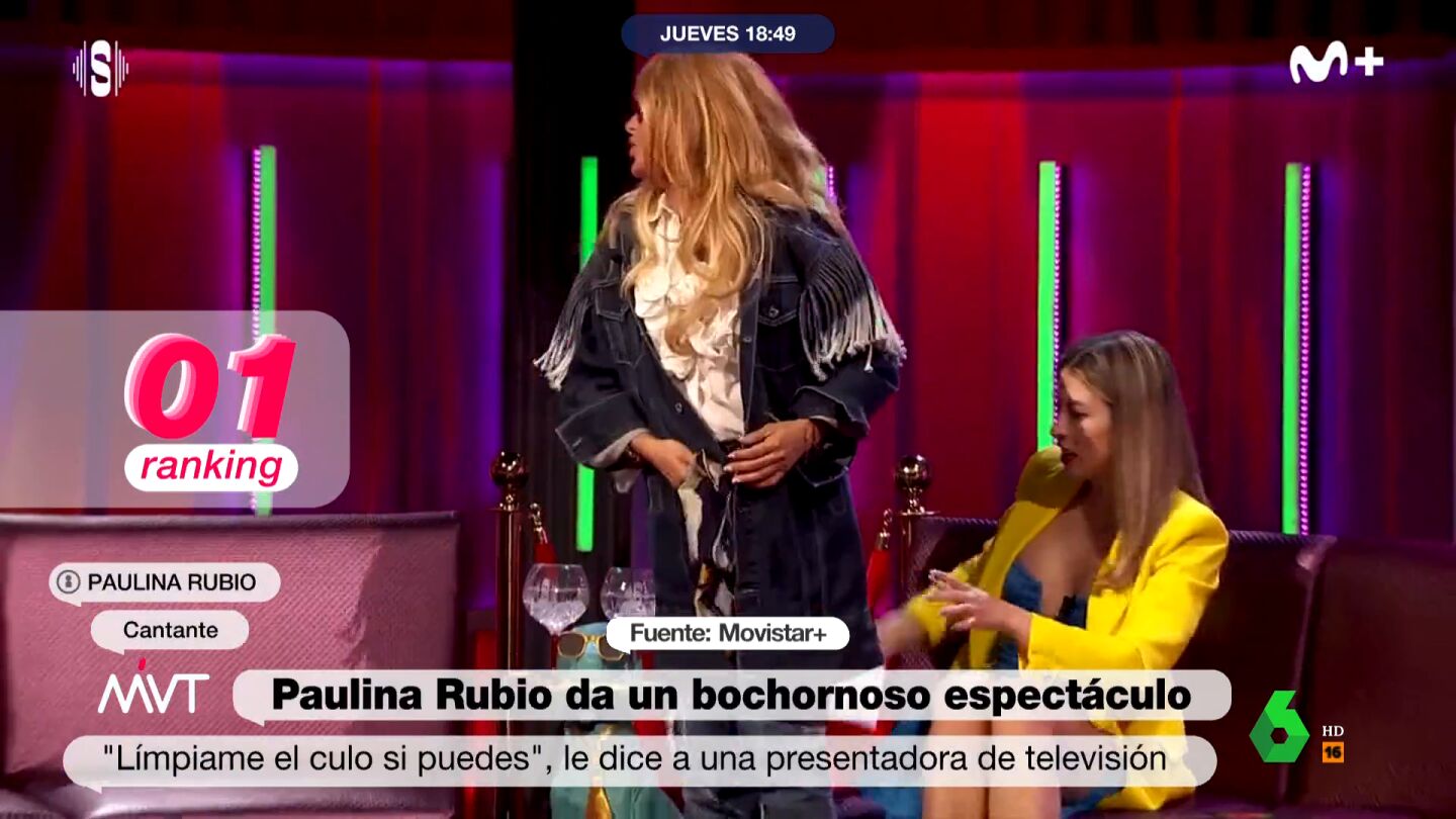 "La comida de Paulina Rubio fue larga", comenta Cristina Pardo al ver el inc&oacute;modo momento en el que la cantante mexicana le dice "l&iacute;mpiame el culo si puedes" a Eva Soriano. El an&aacute;lisis de M&aacute;s Vale Tarde a esta surrealista situaci&oacute;n, en este v&iacute;deo.
