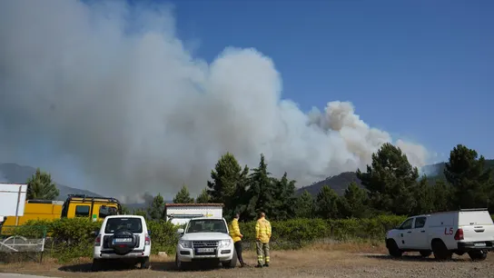 Imágenes tomadas desde la base de la Brigada de Refuerzo en Incendios Forestales (BRIF) de Pinofranqueado Imágenes tomadas desde la base de la Brigada de Refuerzo en Incendios Forestales (BRIF) de Pinofranqueado