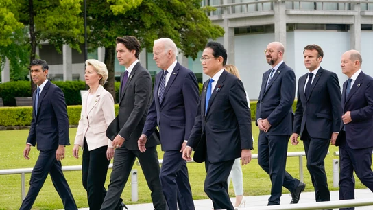Líderes internacionales durante la cumbre del G7 en Hiroshima, Japón Líderes internacionales durante la cumbre del G7 en Hiroshima, Japón