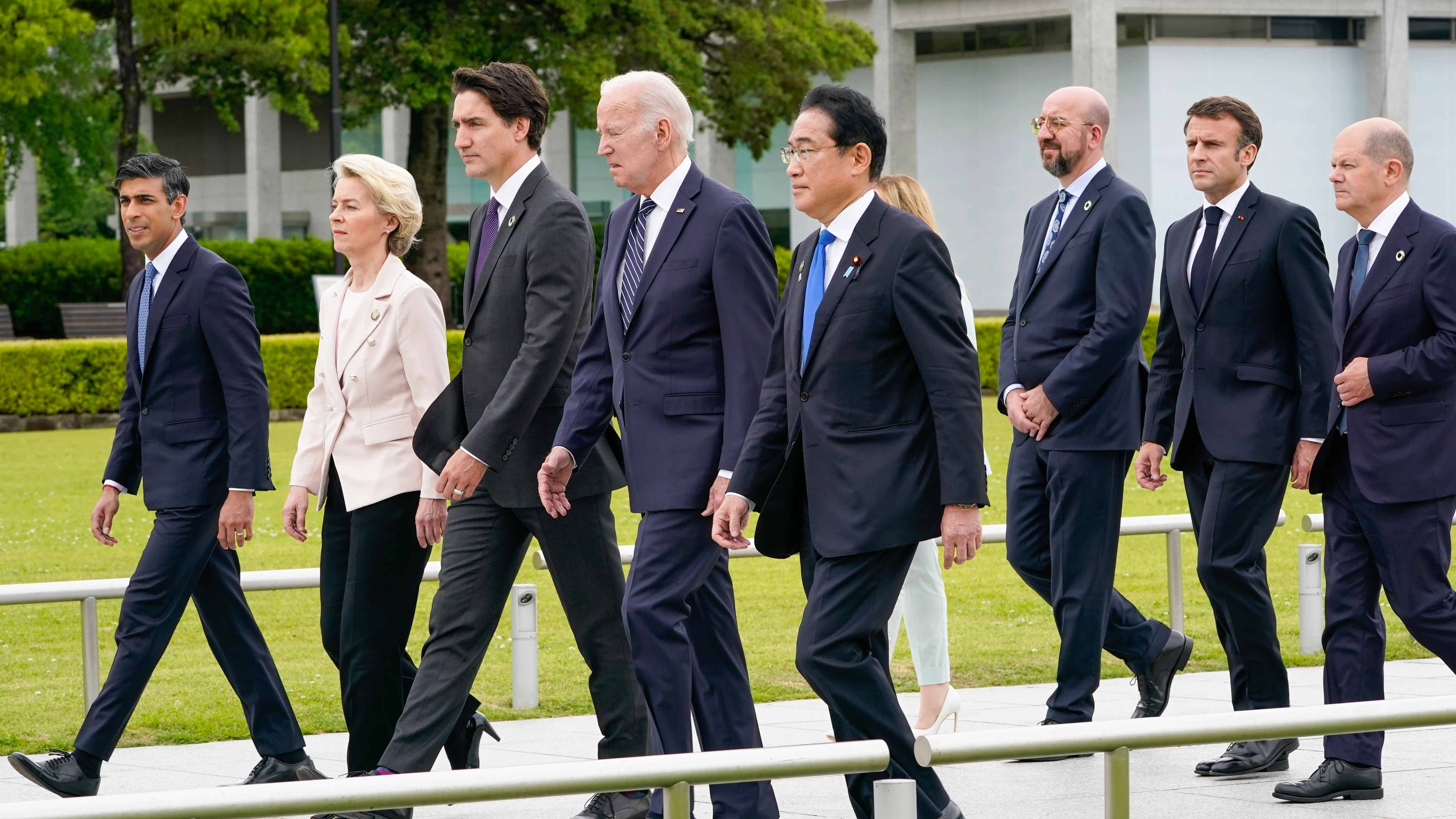 Líderes internacionales durante la cumbre del G7 en Hiroshima, Japón