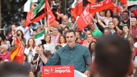Pedro Sánchez, durante un mitin Pedro Sánchez, durante un mitin