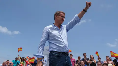 El presidente del PP, Alberto Núñez Feijóo, en un acto del PP en Canarias