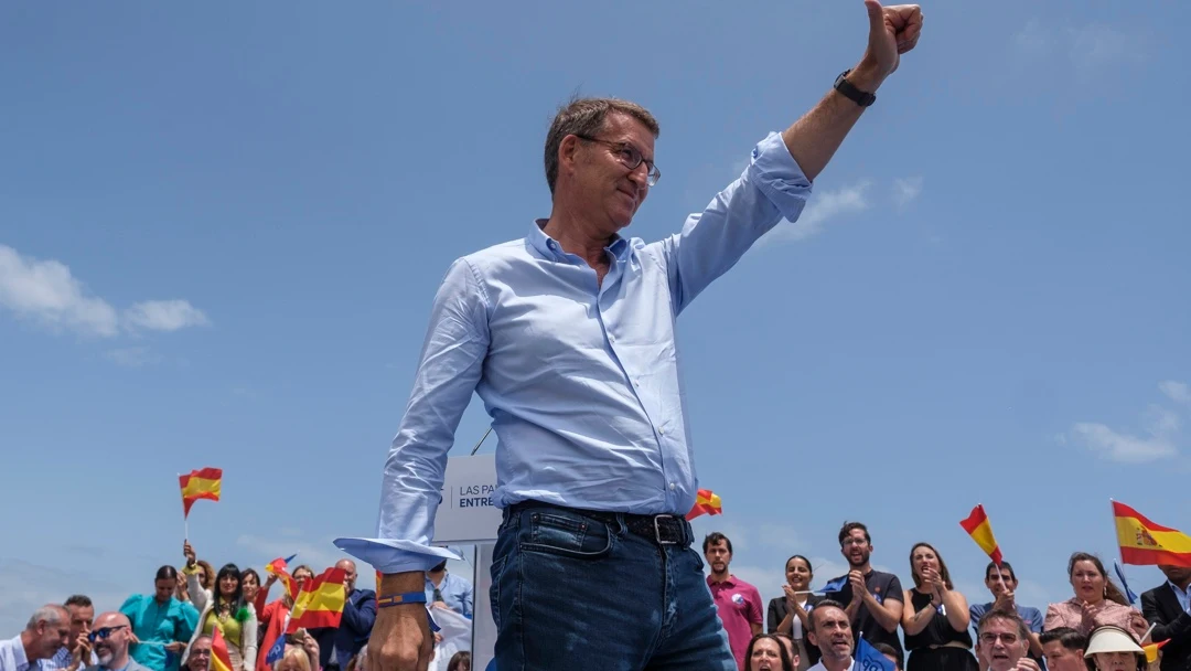 El presidente del PP, Alberto Núñez Feijóo, en un acto del PP en Canarias