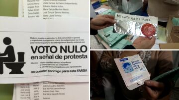 Varios ejemplos de voto nulo en elecciones en España