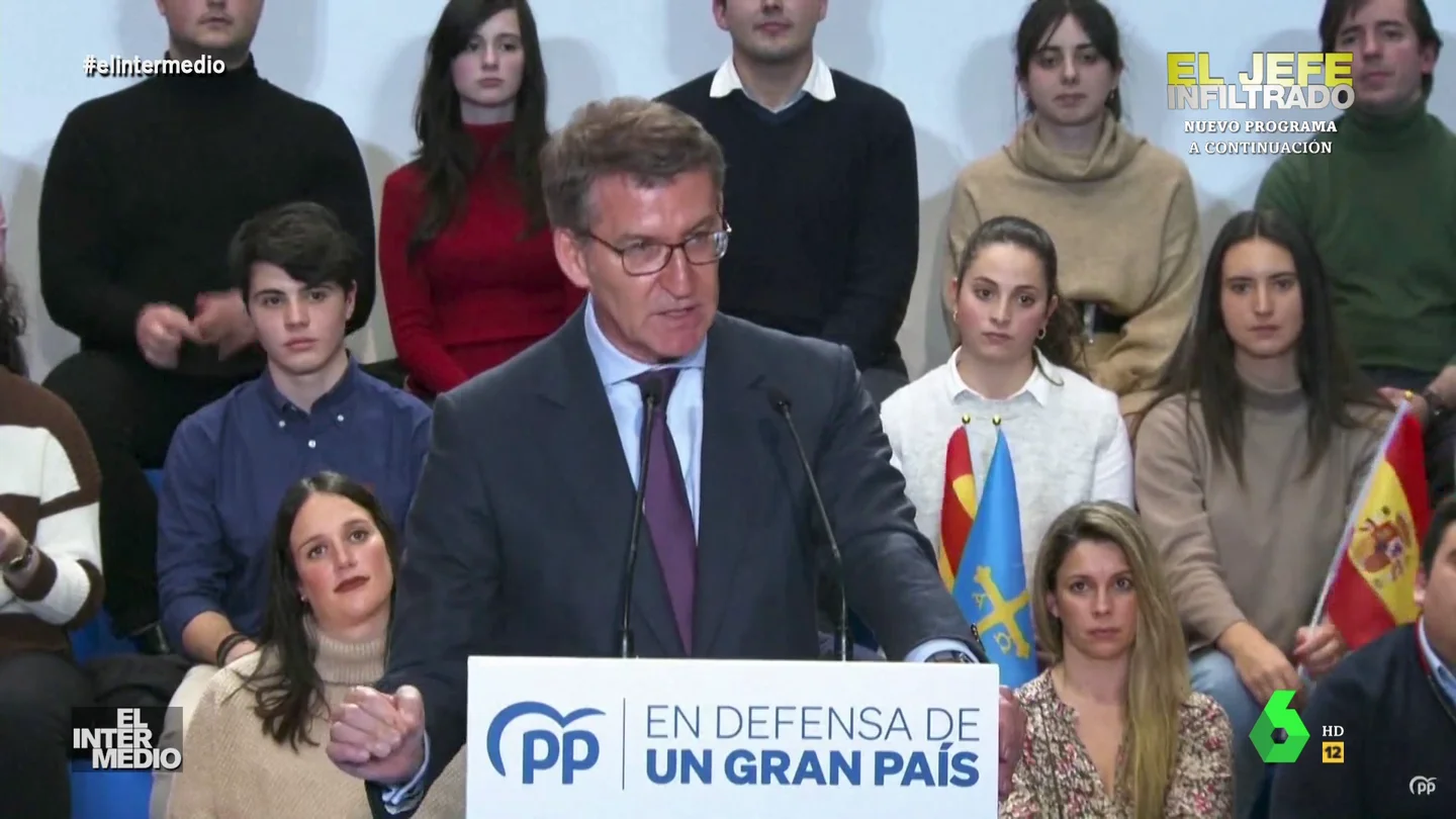 Vídeo manipulado - La tremenda caída de Feijóo en plena campaña electoral En este montaje de El Intermedio, Feijóo se dirige a sus simpatizantes durante un acto de campaña del Partido Popular en el que afirma que "esta pesadilla finalizará en las próximas elecciones generales", sin esperar lo que ocurre a continuación.