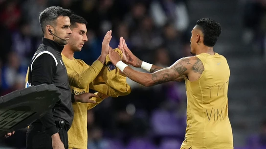 Raphinha muestra un mensaje de apoyo a Vini en el partido contra el Valladolid Raphinha muestra un mensaje de apoyo a Vini en el partido contra el Valladolid