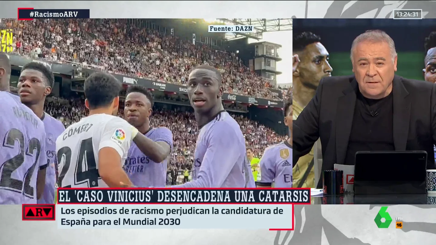 Ferreras, rotundo tras los insultos racistas a Vinicius: "Estos comportamientos son tóxicos" Ferreras, rotundo tras los insultos racistas a Vinicius: "Estos comportamientos son tóxicos"