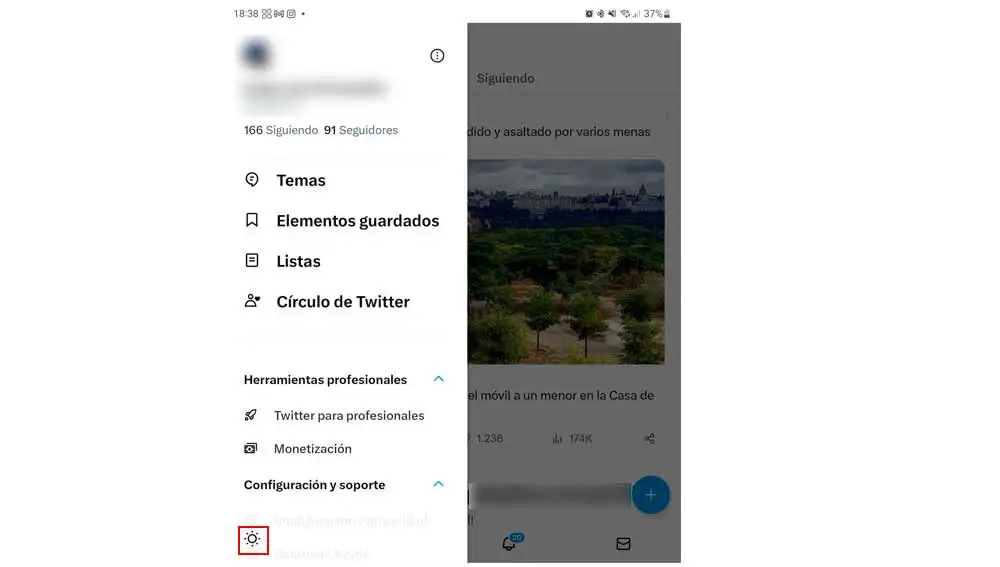Activando el modo oscuro en Twitter Activando el modo oscuro en Twitter