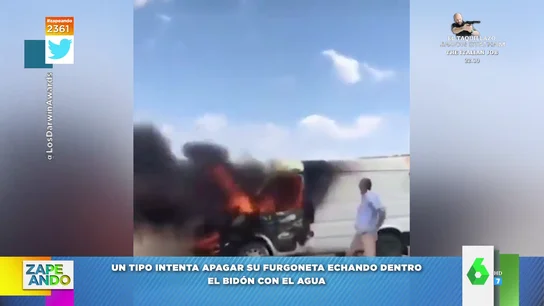 "¿Es un genio o idiota?": la idea de un hombre para apagar su furgoneta en llamas "¿Es un genio o idiota?": la idea de un hombre para apagar su furgoneta en llamas
