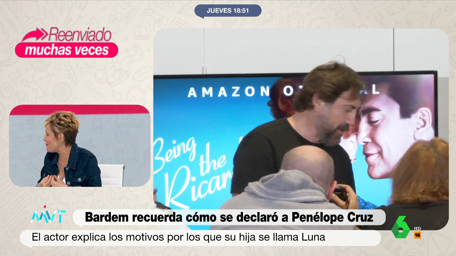 Iñaki López reacciona a la frase con la que Javier Bardem se declaró a Penélope Cruz, "oye, que me gustas", y añade una "coletilla": "¿Quies q'andemos?". La reacción de Cristina Pardo a la frase del presentador, en este vídeo de Más Vale Tarde.