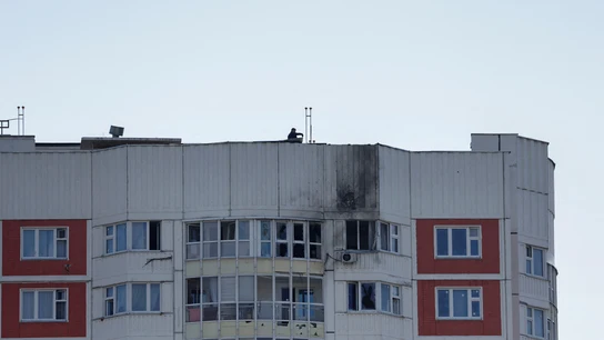 Uno de los edificios dañados por el ataque a Moscú Uno de los edificios dañados por el ataque a Moscú