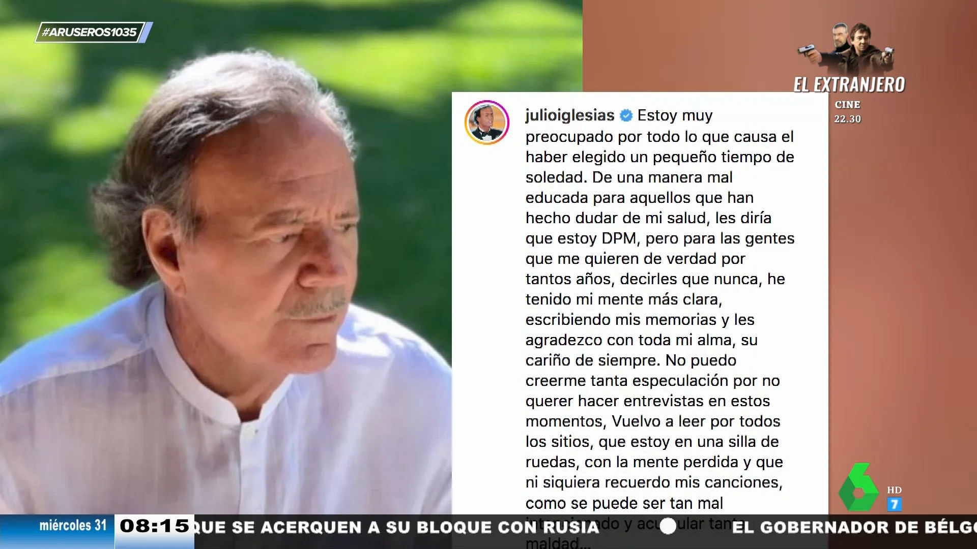 Julio Iglesias carga contra quienes ponen en duda su buen estado de salud: "¿Cómo se puede acumular tanta maldad?"