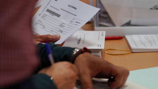 Imagen de los miembros de una mesa electoral durante el recuento de votos
