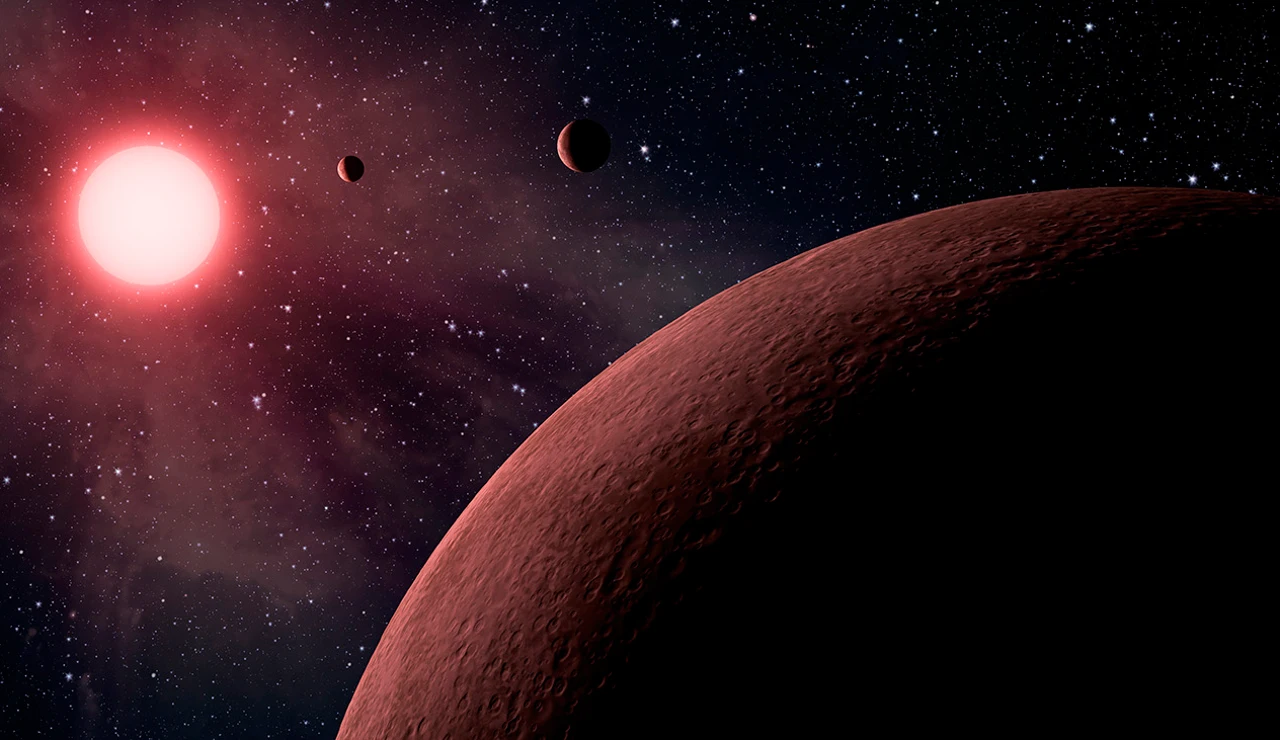 Recreación artística del sistema planetario Kepler-42
