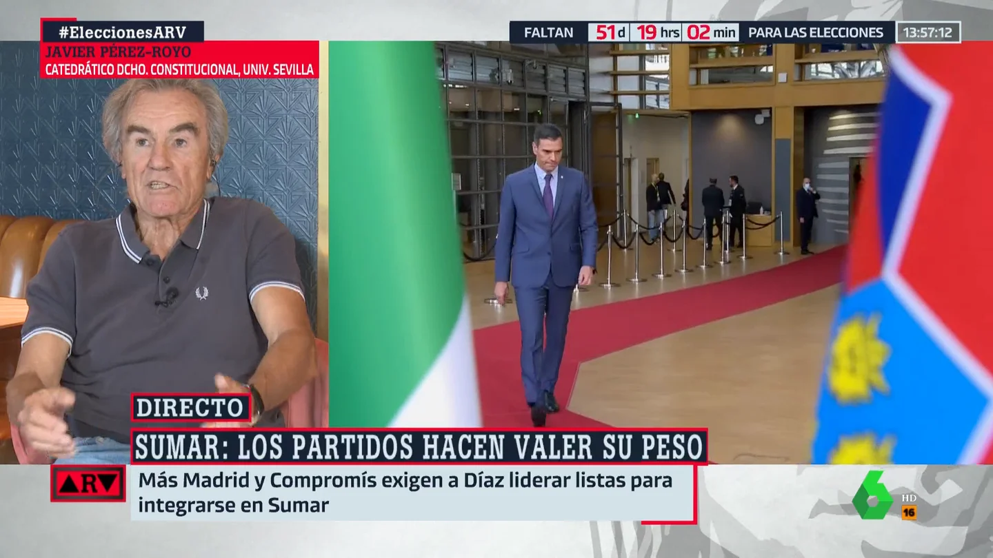 Javier Pérez Royo, tajante sobre el adelanto electoral: "Si no lo hace, no llega a diciembre" Javier Pérez Royo, tajante sobre el adelanto electoral: "Si no lo hace, no llega a diciembre"