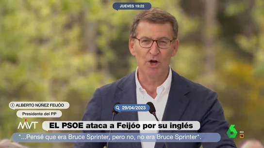 El PSOE critica a Feijóo por su inglés: los momentazos con el idioma de los políticos españoles Feijóo ha admitido en una entrevista que tiene un problema con el inglés, lo que ha llevado al PSOE a atacarle en un vídeo por esta cuestión. En este vídeo, Más Vale Tarde recuerda las meteduras de pata con el inglés de Zapatero, Rajoy o Ana Botella.
