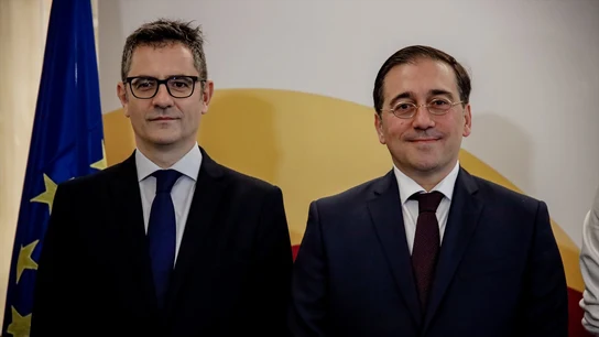 El ministro de la Presidencia, Relaciones con las Cortes y Memoria Democrática, Félix Bolaños, y el ministro de Asuntos Exteriores, Unión Europea y Cooperación, José Manuel Albares. El ministro de la Presidencia, Relaciones con las Cortes y Memoria Democrática, Félix Bolaños, y el ministro de Asuntos Exteriores, Unión Europea y Cooperación, José Manuel Albares.