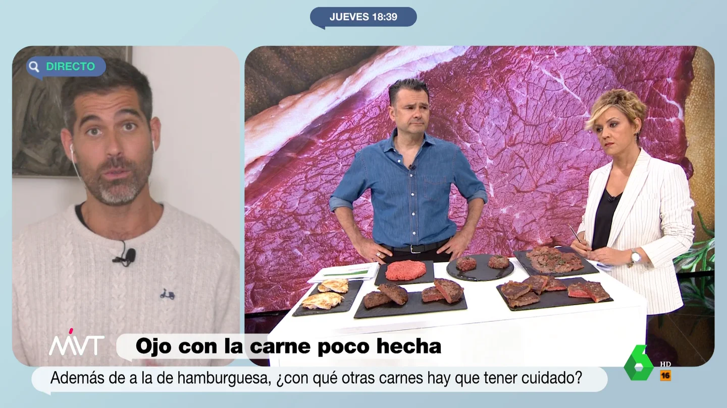 ¿Es la carne poco hecha un peligro para la salud? Pablo Ojeda explica cuál es el tiempo mínimo que tiene que cocinarse Pablo Ojeda analiza la advertencia de la Agencia de Seguridad Alimentaria sobre los peligros de comer carne cruda o poco hecha y explica cómo es posible minimizar los riesgos de sufrir una intoxicación por comer este alimento poco cocinado.