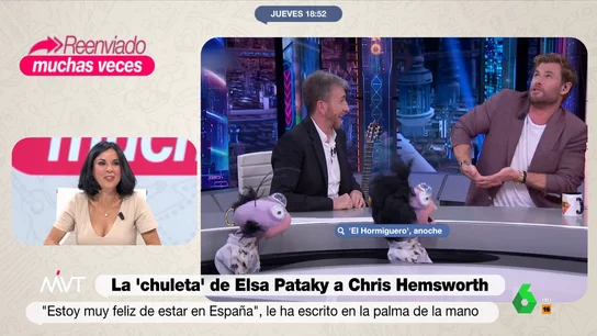 La reacción de Bea de Vicente al ver a Chris Hemsworth en El Hormiguero: Está buenísimo Chris Hemsworth está en España promocionando 'Tyler Rake 2'. En este vídeo, Cristina Pardo, Iñaki López y Bea de Vicente analizan la entrevista del actor con Pablo Motos en 'El Hormiguero', donde reconoció que aún no se maneja con el español.