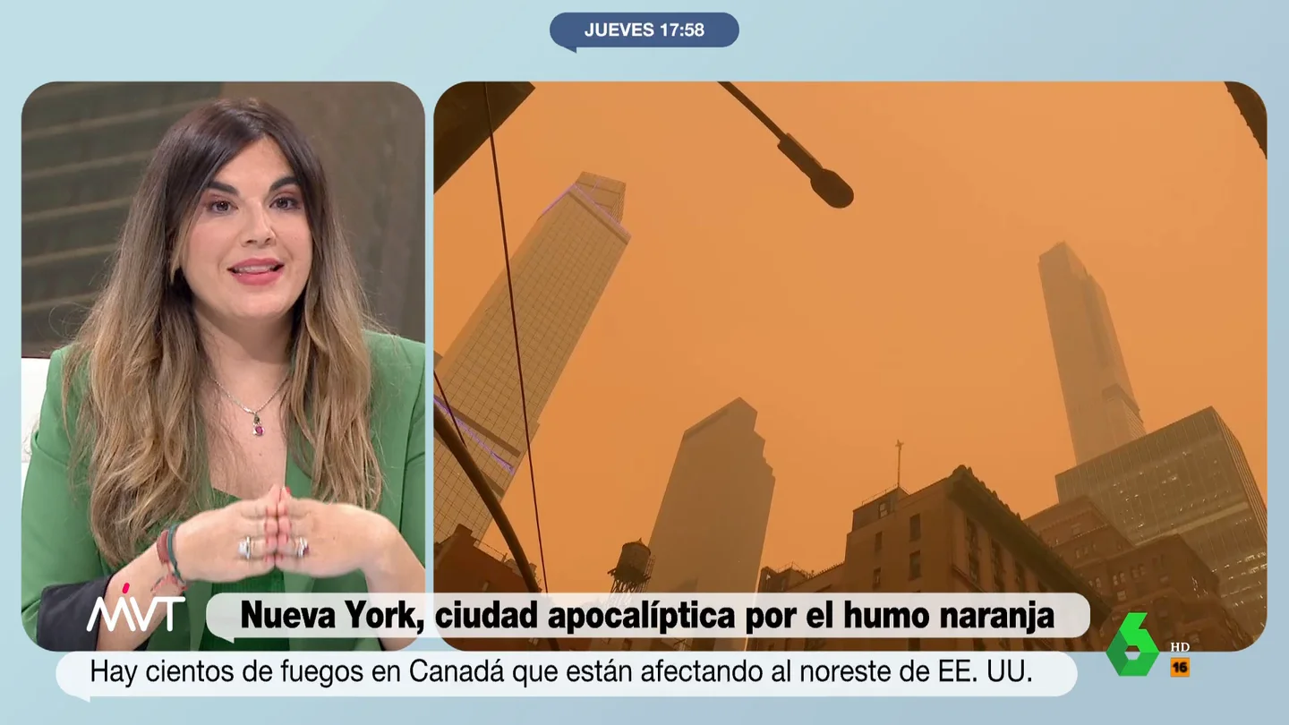 Joanna Ivars explica por qué los incendios de Canadá han teñido Nueva York de naranja Nueva York se ha teñido de naranja a causa del humo proveniente de los incendios de Canadá. Joanna Ivars analiza en este vídeo de Más Vale Tarde las causas de este fenómeno que ya afecta a 16 estados y casi 100 millones de estadounidenses.