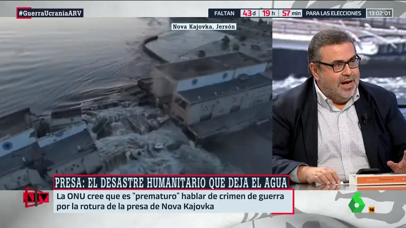 Pedro Rodríguez, tajante tras los rumores de la autoría del ataque a la presa de Nova Kajovka: "A Putin no se le puede dar el beneficio de la duda"