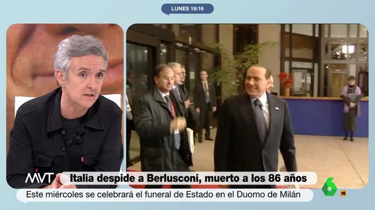 La contundente reflexión de Ramoncín sobre Berlusconi "Parece mentira que vivamos en un mundo donde todo lo que estamos viendo ahora haya gente a la que no le parezca mal y pidan que su nombre acabe en un estadio de fútbol", afirma tajante Ramoncín en este vídeo de Más Vale Tarde.