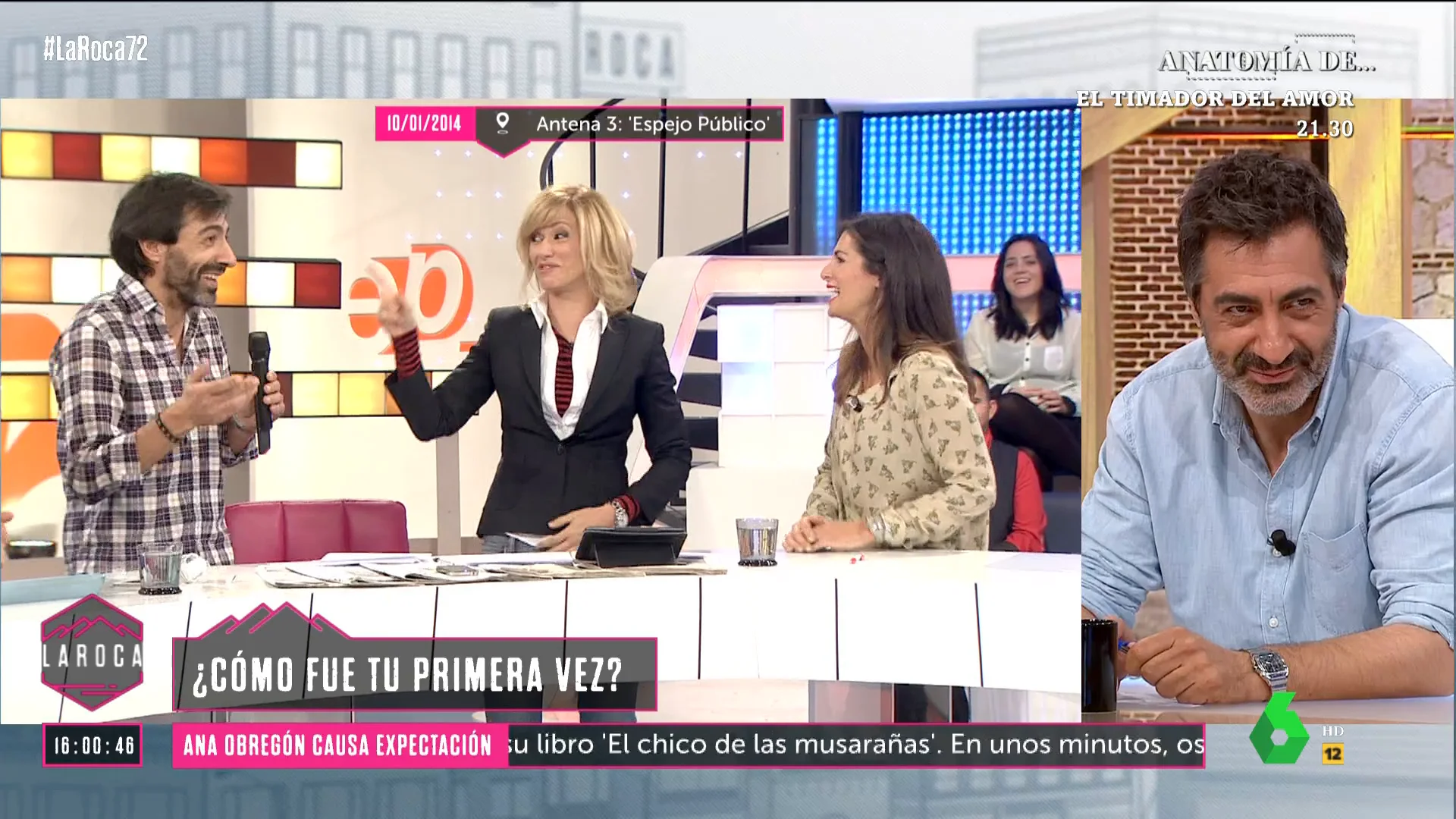 La Roca recuerda la primera aparición de Juan del Val en Antena 3 para disculparse con Susana Griso por hacer una broma sobre su peinado. "Pero si es El Lute", recuerda Nuria Roca al ver el momento en este vídeo.